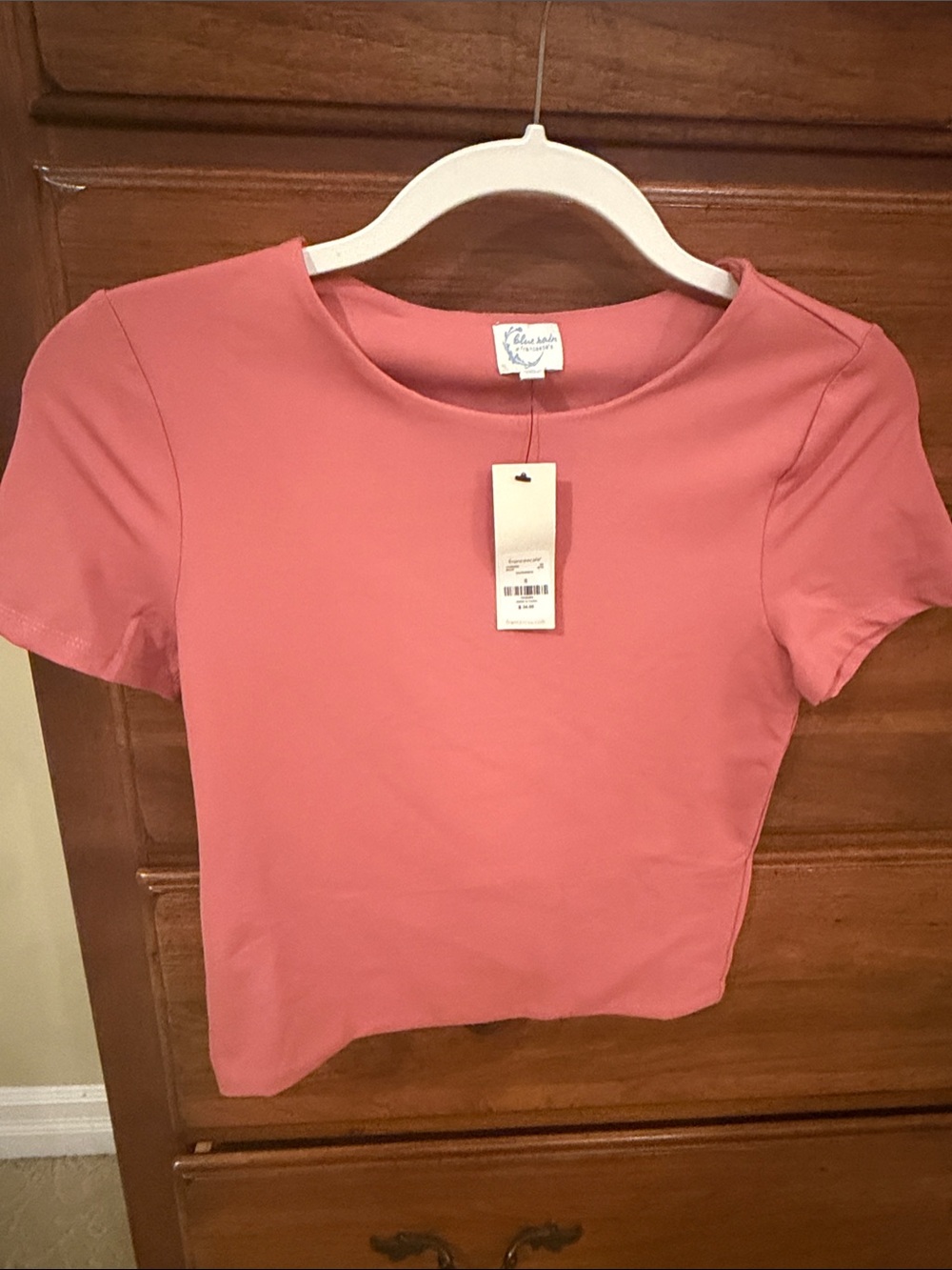 Francesca's Collections Rose Pink Crop Crewneck Top